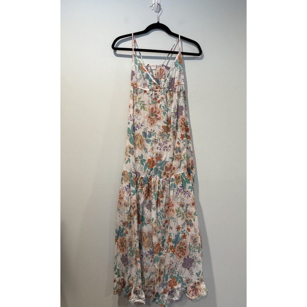 Vtg Necessary Objects Maxi Dress XS Fairy Floral Lightweight Sheer Festival